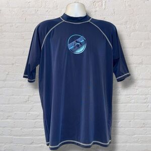 Kanu Surf Mens XXL Rash Guard UPF 50+ Short Sleeve Swim Surf Shirt Blue